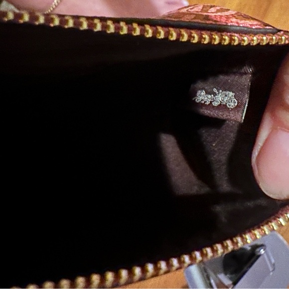 Coach Women’s Small Corner Zip Wristlet with Coach Monogram Print | Rouge - Picture 15 of 16